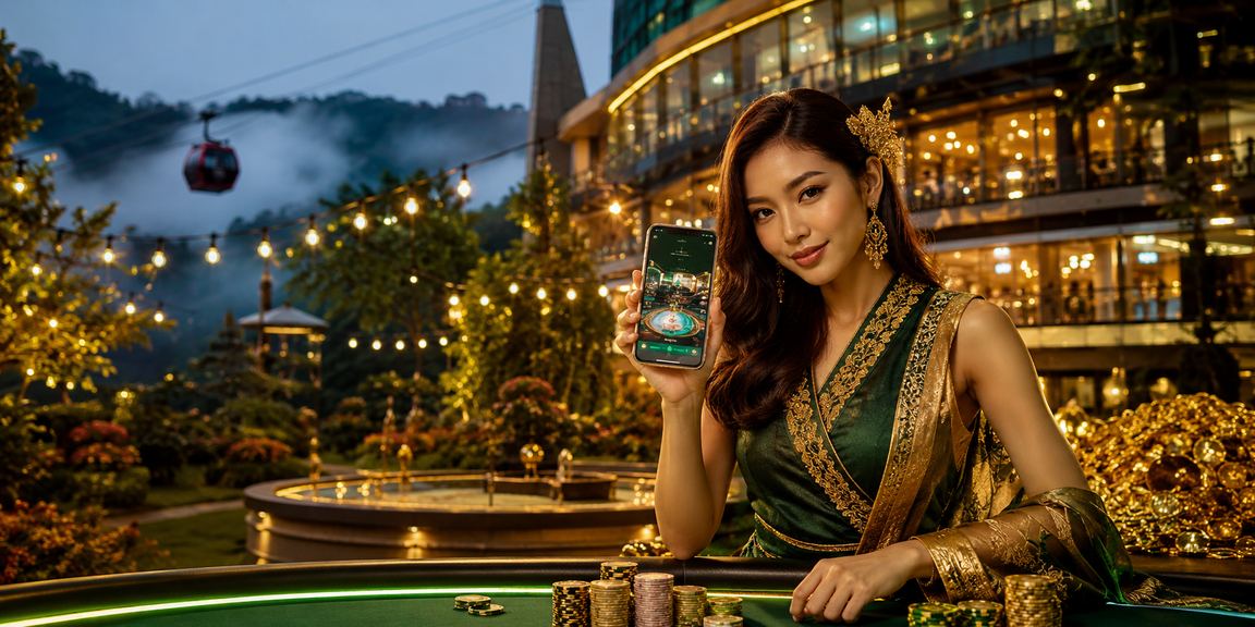 Pengguna Genting Highlands mengakses aplikasi kasino 4dcheck melalui telefon pintar dengan mudah