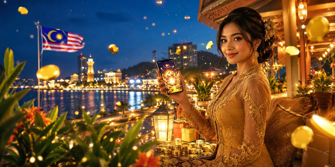 Pengguna Malaysia dalam pakaian kebaya menggunakan kasino mudah alih 4dcheck di telefon pintar